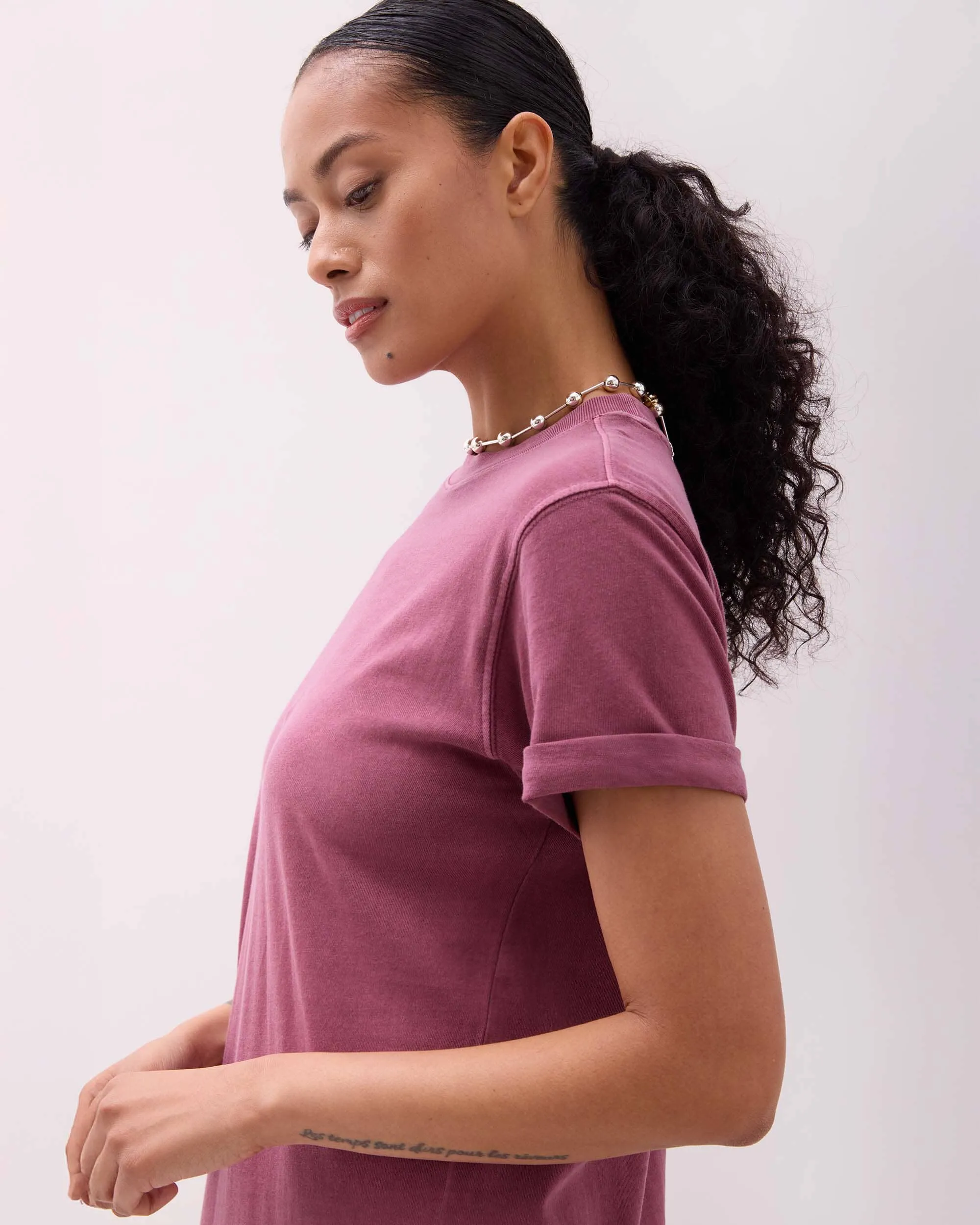 Womens Relaxed Tee Dress - Pigment Dye Jersey - Burgundy sold by Andie product image thumbnail 4