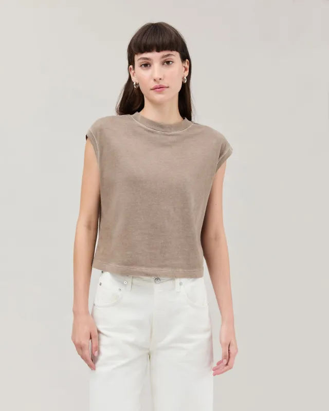 Womens Relaxed Muscle Tee - Pigment Dye Jersey - Warm Grey sold by Andie