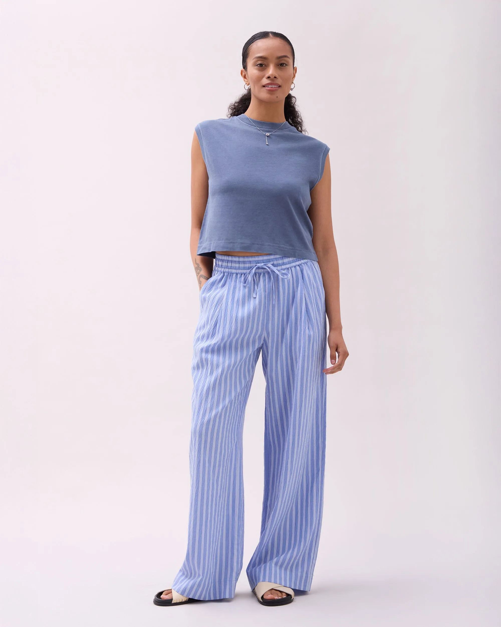 Womens Relaxed Muscle Tee - Pigment Dye Jersey - Vintage Indigo sold by Andie product image thumbnail 2