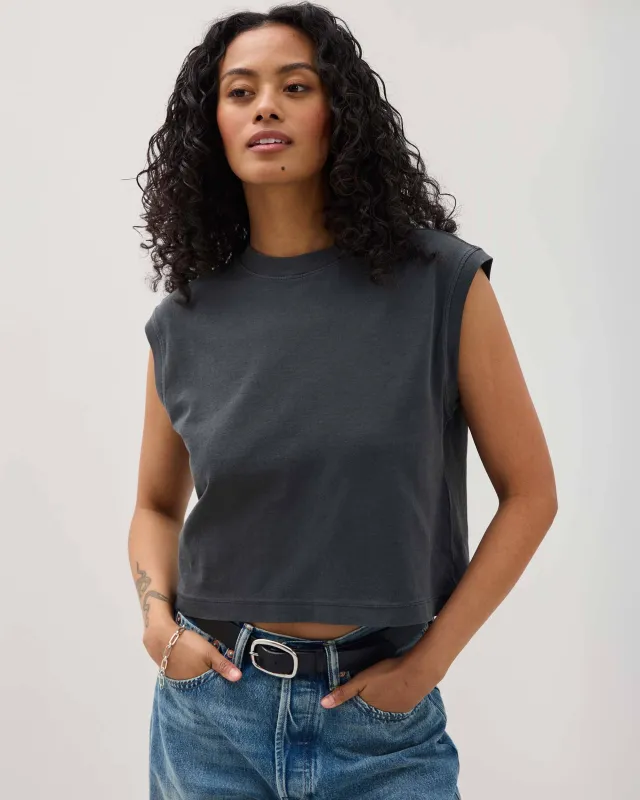 Womens Relaxed Muscle Tee - Pigment Dye Jersey - Stretch Limo sold by Andie