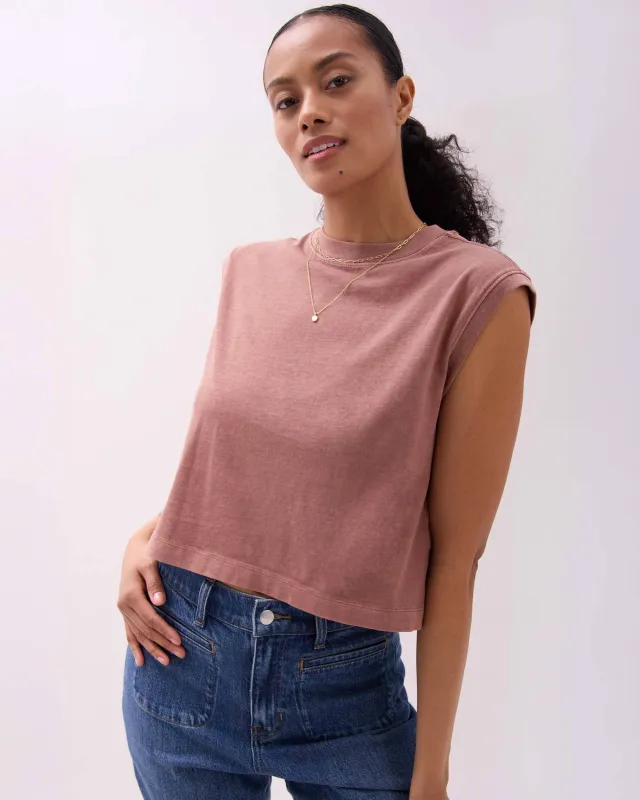 Womens Relaxed Muscle Tee - Pigment Dye Jersey - Russet sold by Andie