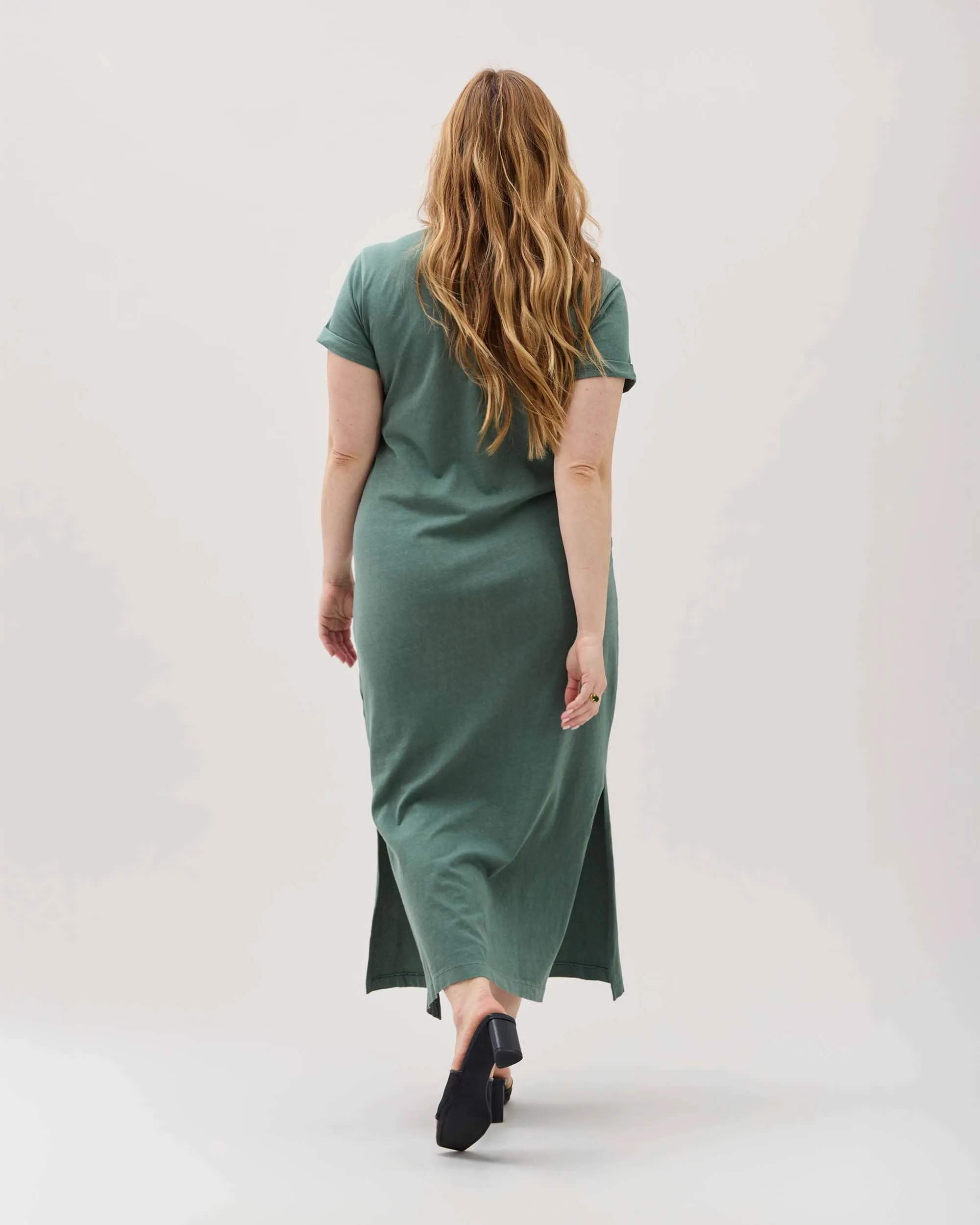 Womens Relaxed Tee Dress - Pigment Dye Jersey - Sage Leaf sold by Andie product image thumbnail 3