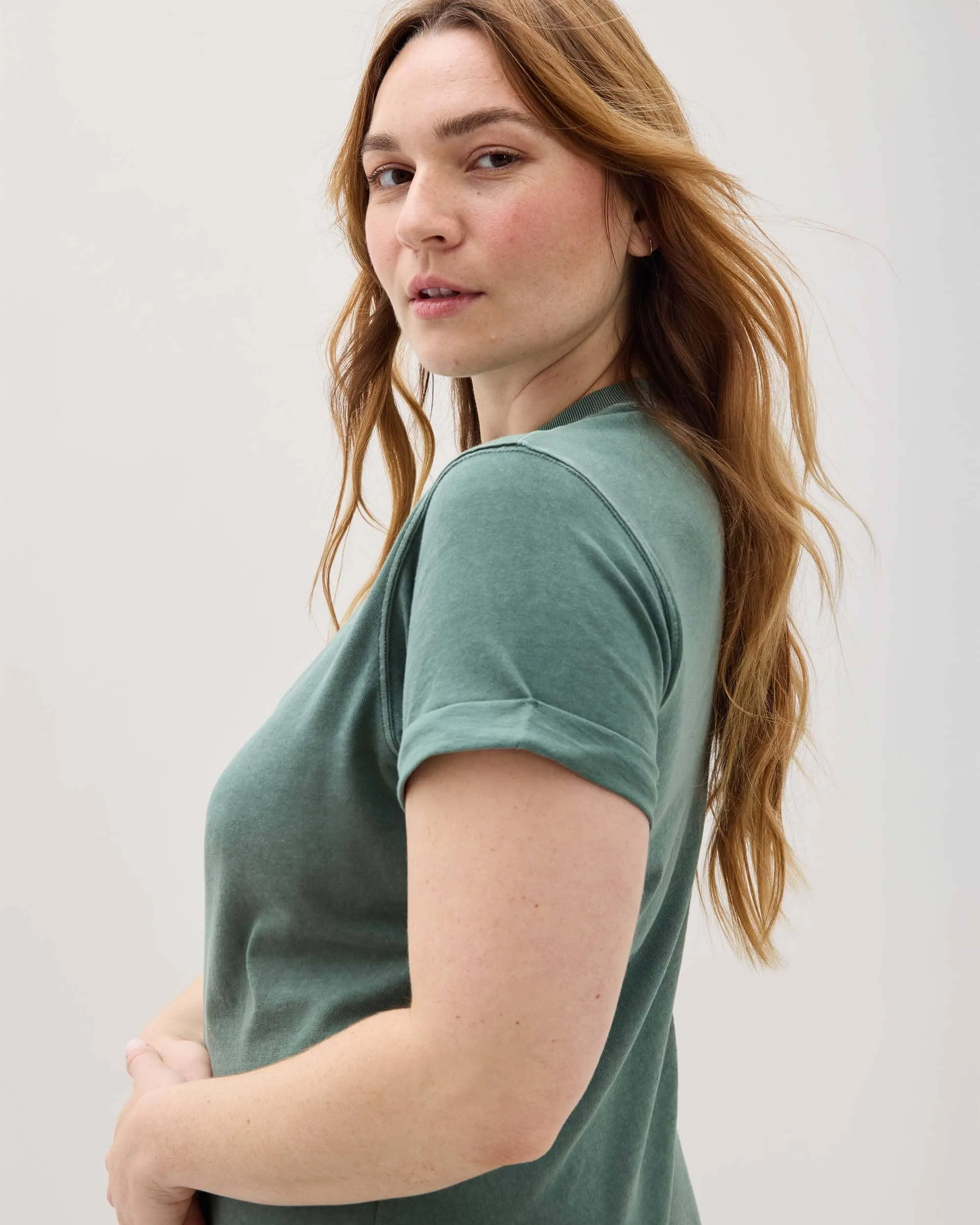 Womens Relaxed Tee Dress - Pigment Dye Jersey - Sage Leaf sold by Andie product image thumbnail 5