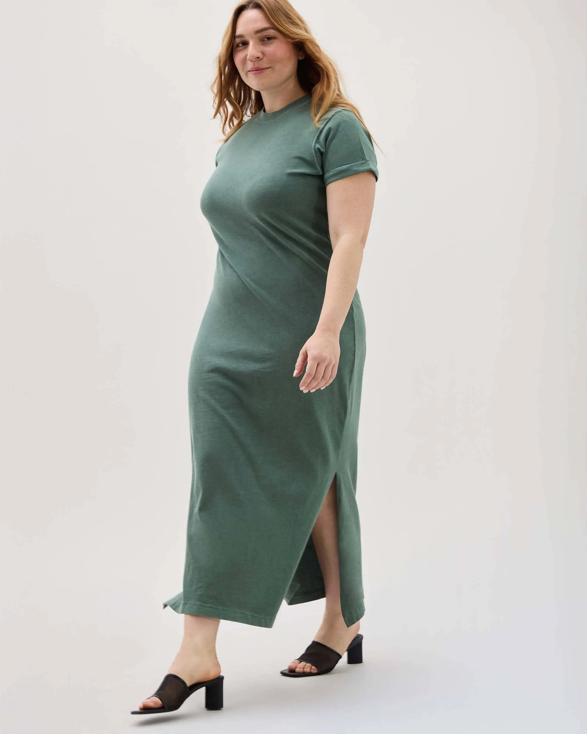 Womens Relaxed Tee Dress - Pigment Dye Jersey - Sage Leaf sold by Andie product image thumbnail 2