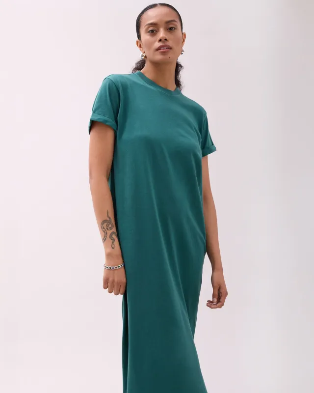 Womens Relaxed Tee Dress - Pigment Dye Jersey - Rainforest sold by Andie