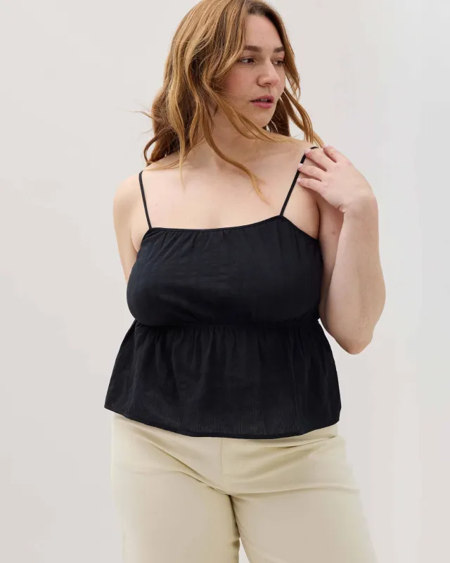 Womens Isabella Tank - Cotton Dobby - Black sold by Andie