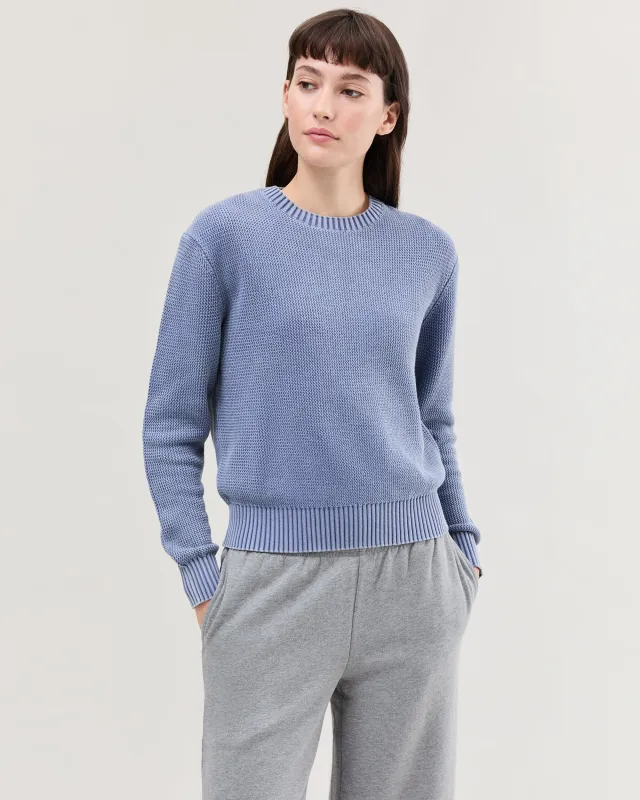 Womens Dune Sweater - Cotton Sweater Knit - Vintage Indigo made by Richer Poorer