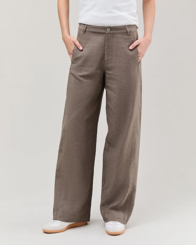 Womens Roma Work Pant - Cotton Linen Twill - Porcini sold by Andie