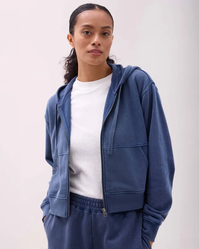 Womens Recycled Fleece Zip Hoodie - Recycled Fleece - Mineral Moonlit Ocean sold by Andie