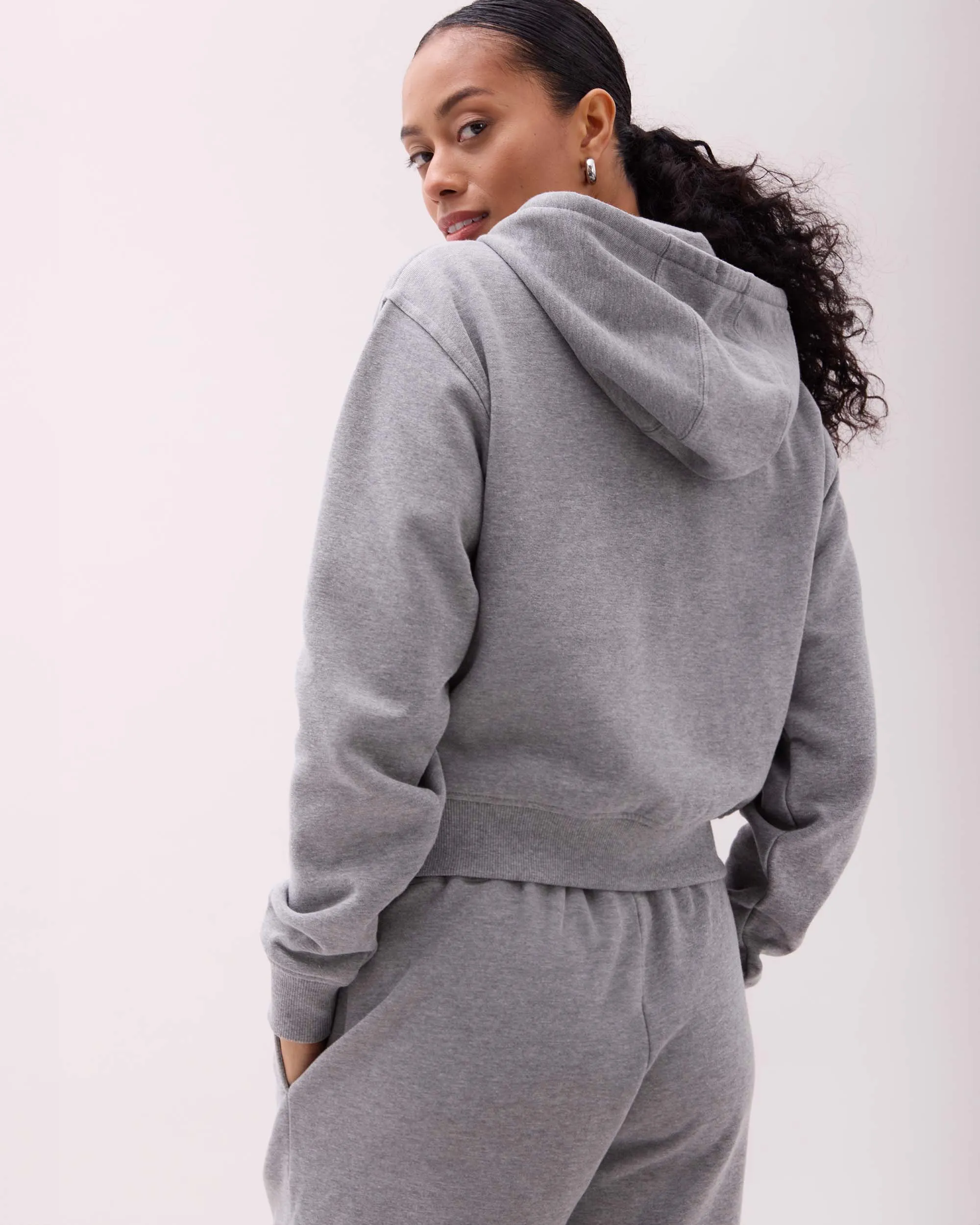 Womens Recycled Fleece Zip Hoodie - Recycled Fleece - Heather Grey sold by Andie product image thumbnail 5