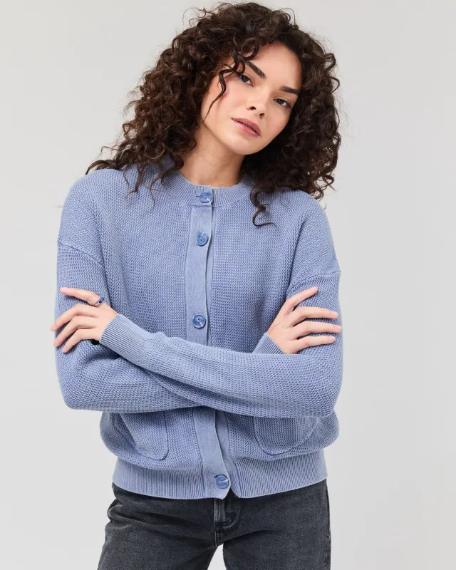 Womens Dune Cardigan - Cotton Sweater Knit - Vintage Indigo sold by Andie