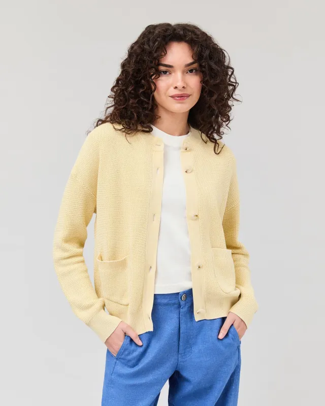 Womens Dune Cardigan - Cotton Sweater Knit - Golden Wheat sold by Andie