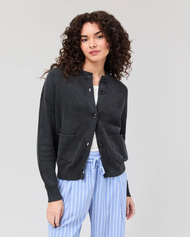 Womens Dune Cardigan - Cotton Sweater Knit - Black sold by Andie
