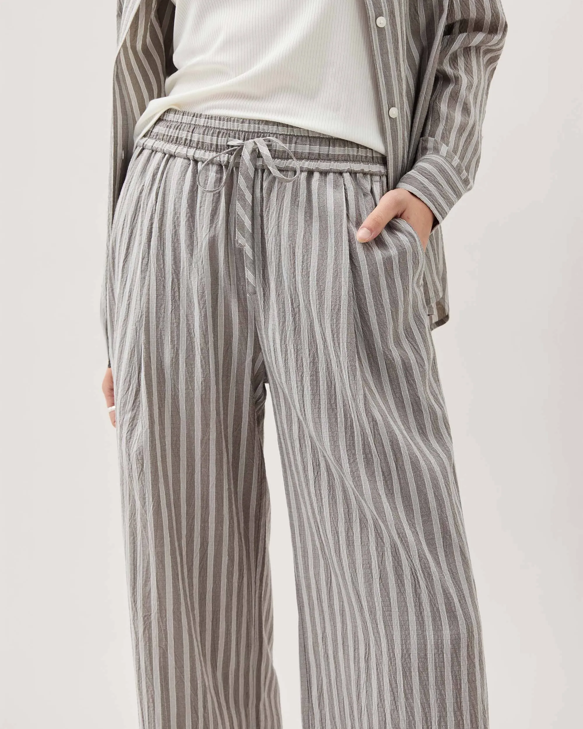 Womens Palermo Pant - Poly Seer Sucker Stripe - Black Stripe sold by Andie product image thumbnail 3