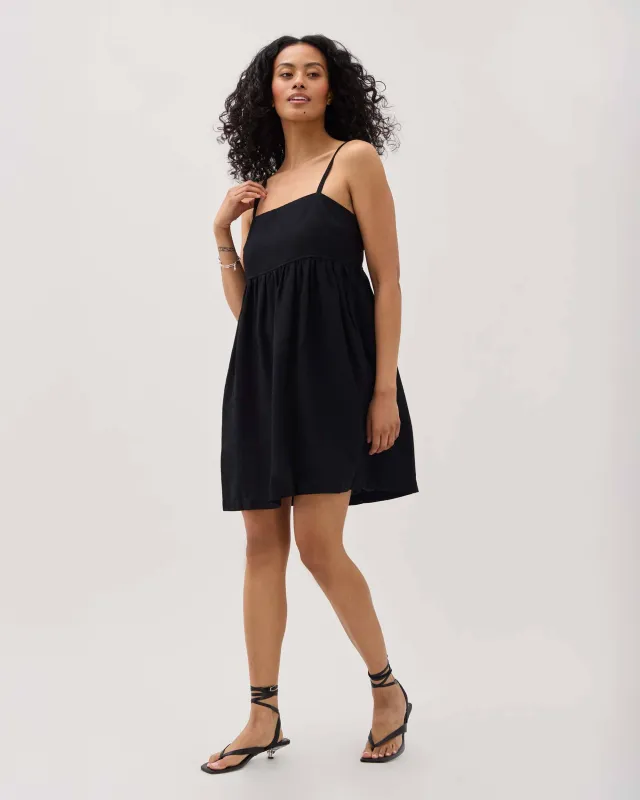 Womens Linen Mini Dress - Rayon Linen Woven - Black sold by Andie