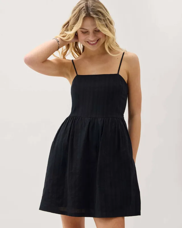 Womens Cardiff Mini Dress - Cotton Woven Dobby - Black sold by Andie