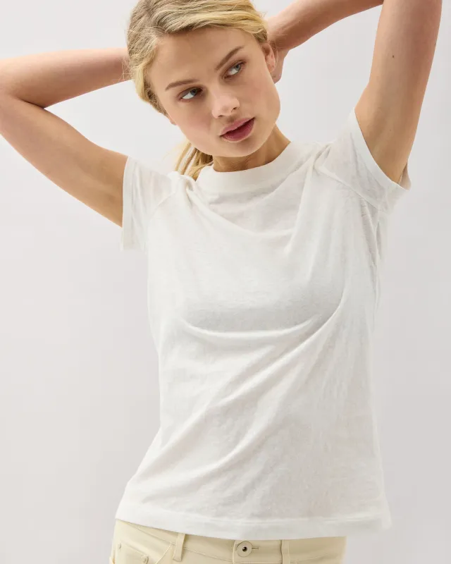Womens Vintage Jersey Short Sleeve Tee - Recycled Cotton Jersey - White sold by Andie