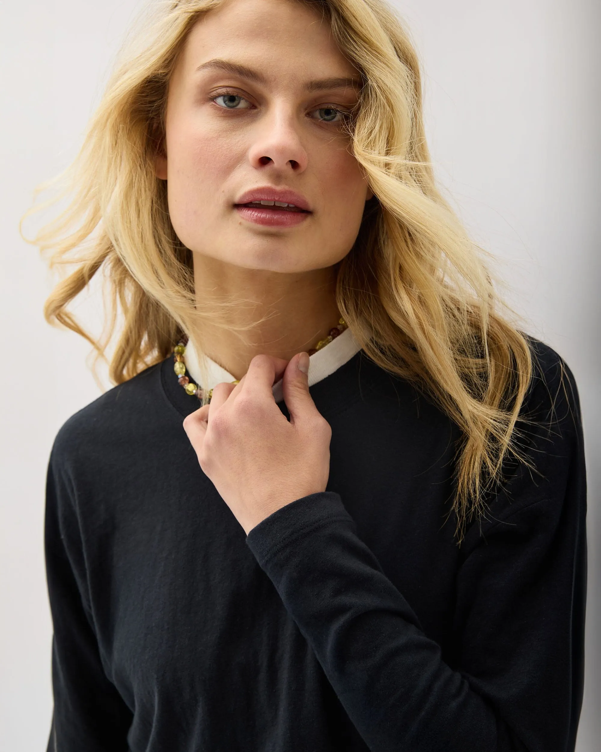 Womens Vintage Jersey Long Sleeve Tee - Recycled Cotton Jersey - Black sold by Andie product image thumbnail 5