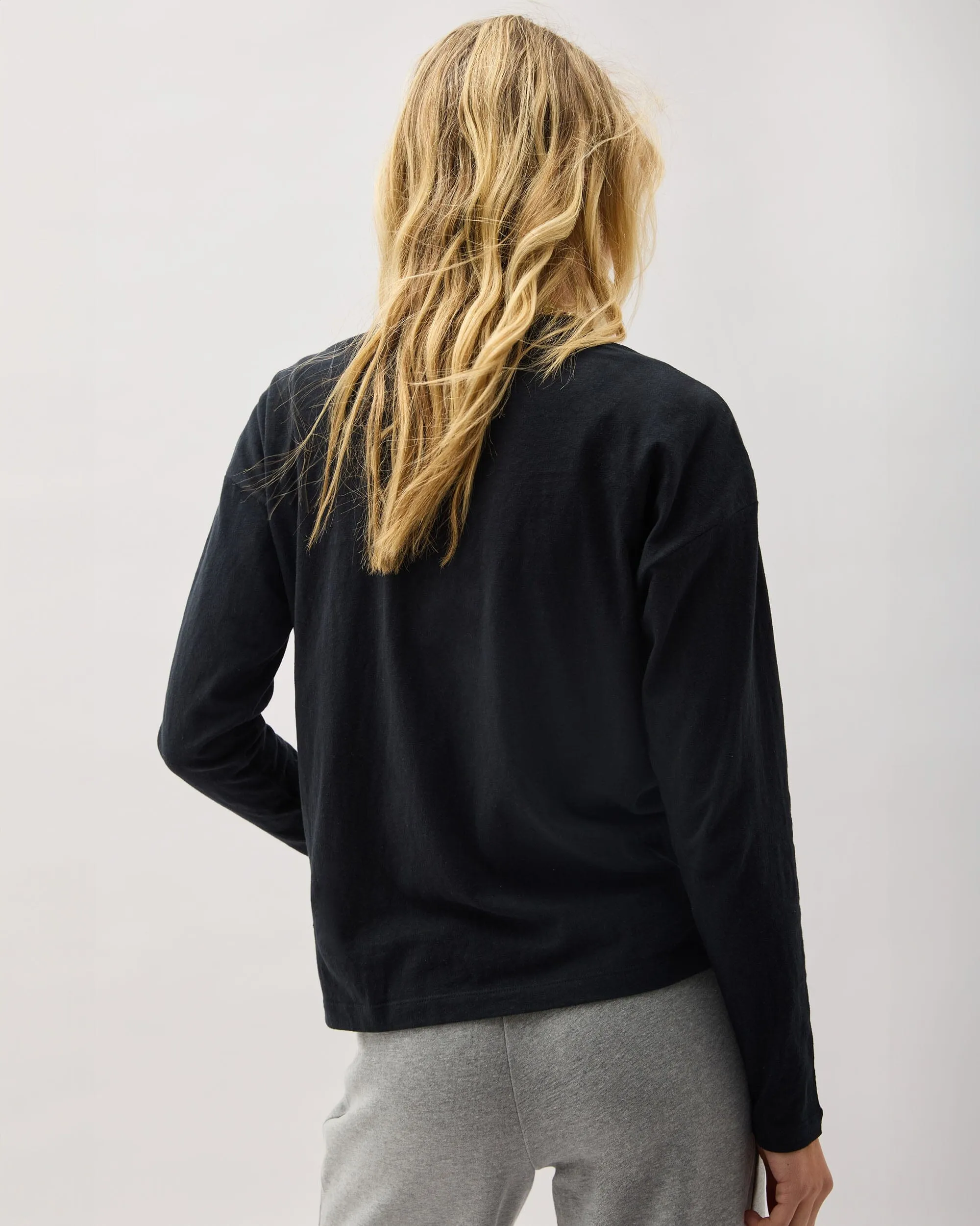 Womens Vintage Jersey Long Sleeve Tee - Recycled Cotton Jersey - Black sold by Andie product image thumbnail 4