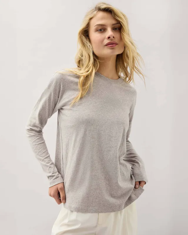 Womens Vintage Jersey Long Sleeve Tee - Recycled Cotton Jersey - Athletic Heather Grey sold by Andie