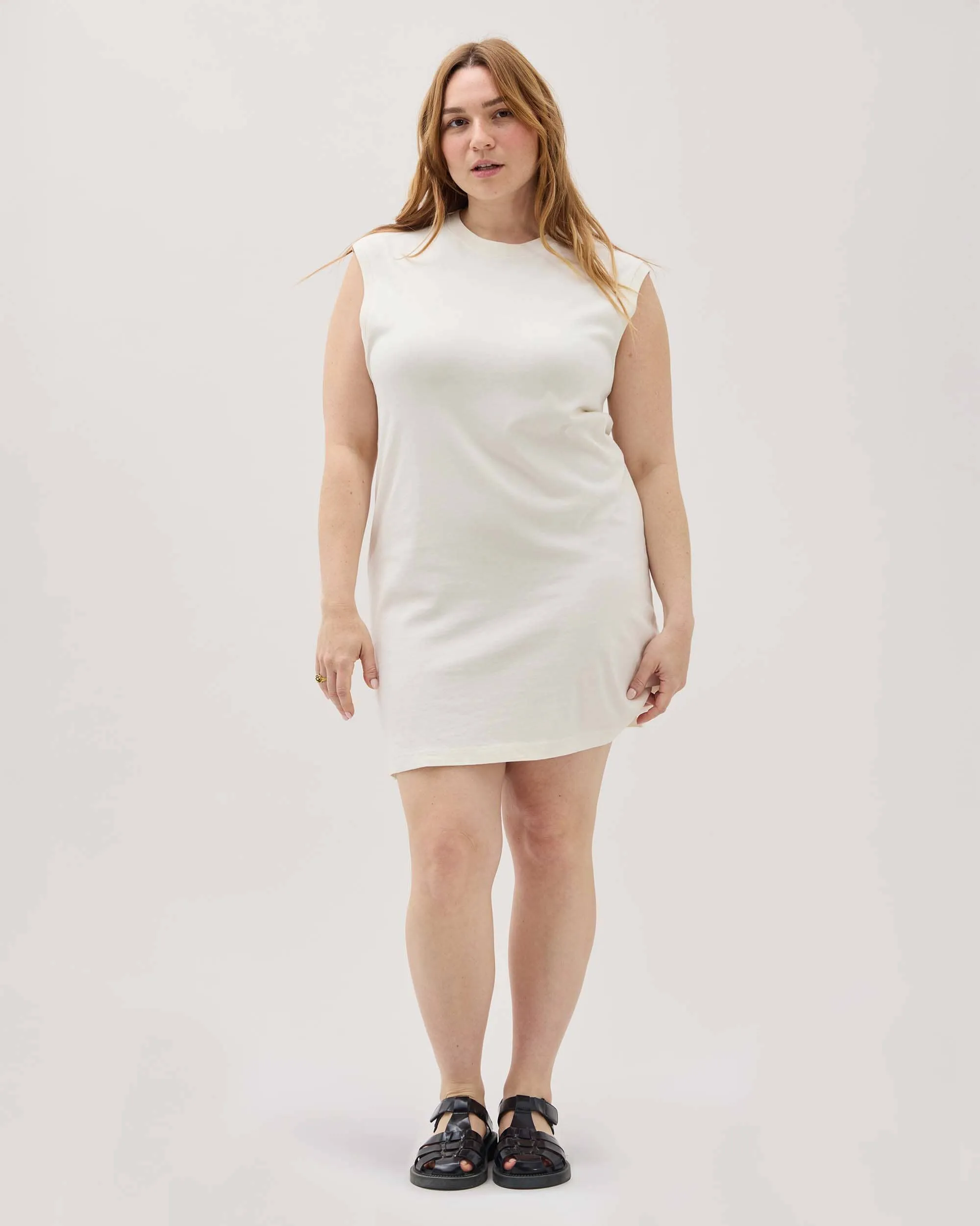 Womens Relaxed Muscle Dress - Pigment Dye Jersey - Bone sold by Andie