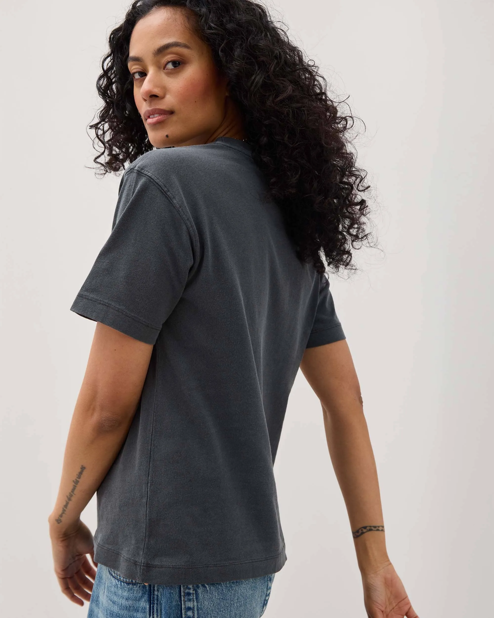 Womens Relaxed Everyday Tee - Pigment Dye Jersey - Stretch Limo sold by Andie product image thumbnail 4