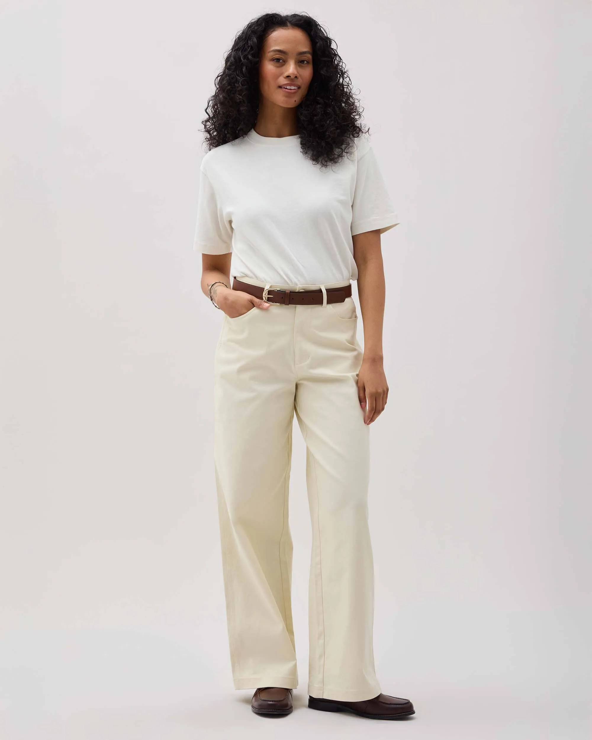 Womens Relaxed Everyday Tee - Pigment Dye Jersey - Bone sold by Andie product image thumbnail 3