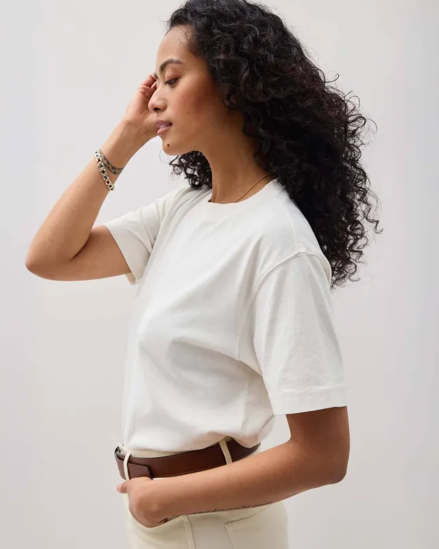 Womens Relaxed Everyday Tee - Pigment Dye Jersey - Bone sold by Andie