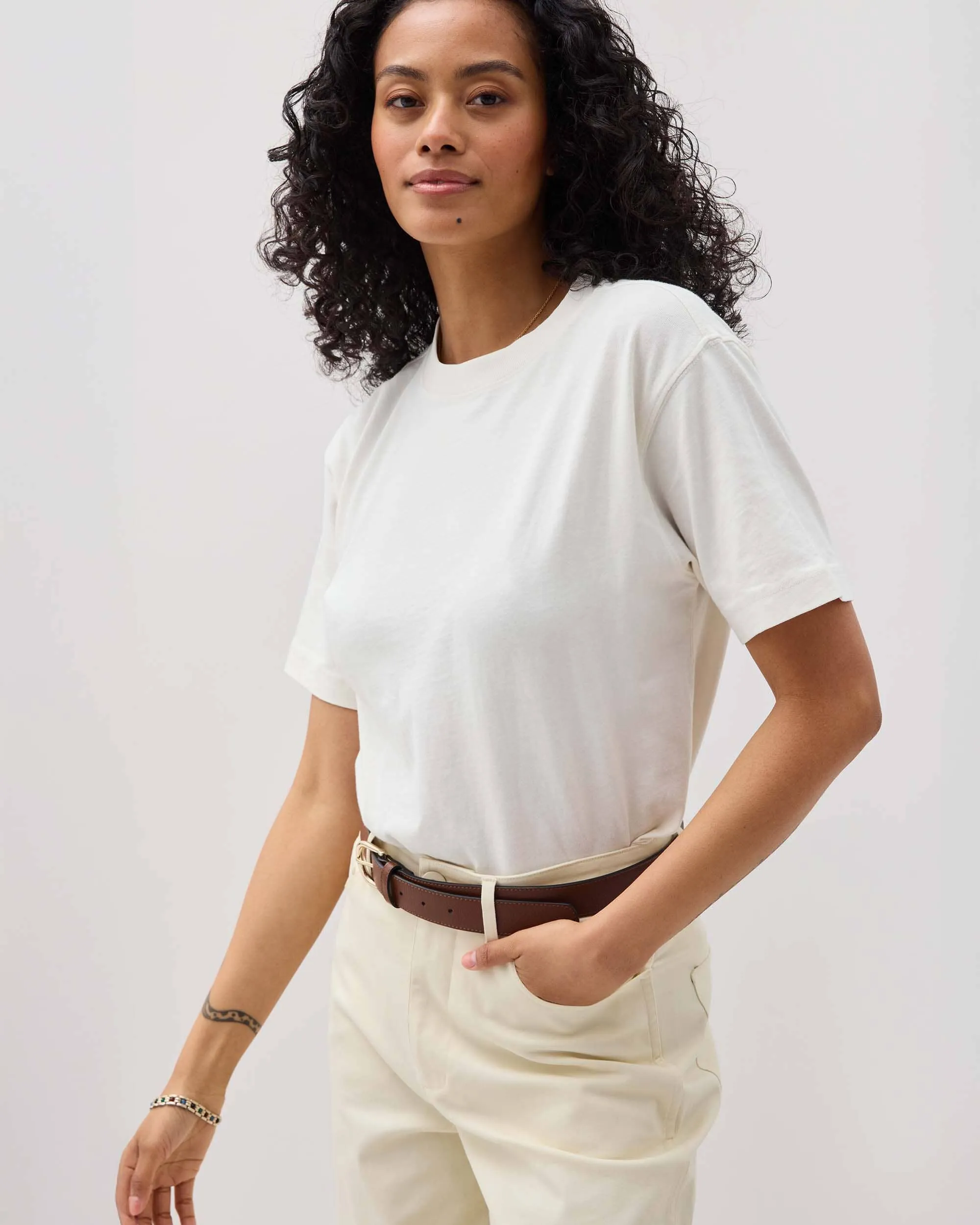 Womens Relaxed Everyday Tee - Pigment Dye Jersey - Bone sold by Andie product image thumbnail 2