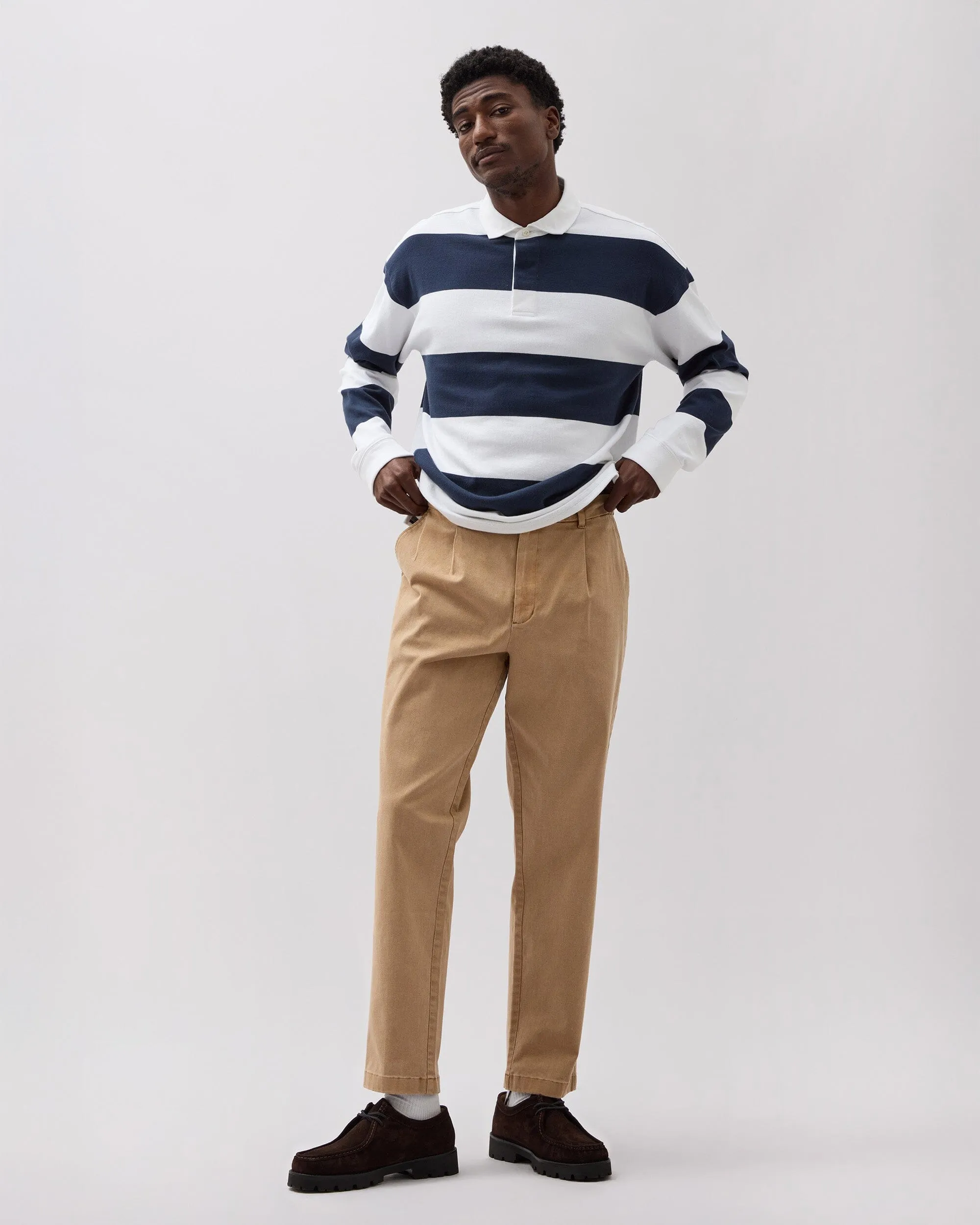 Mens Pleated Lightweight Chino - Stretch Twill - Khaki sold by Andie