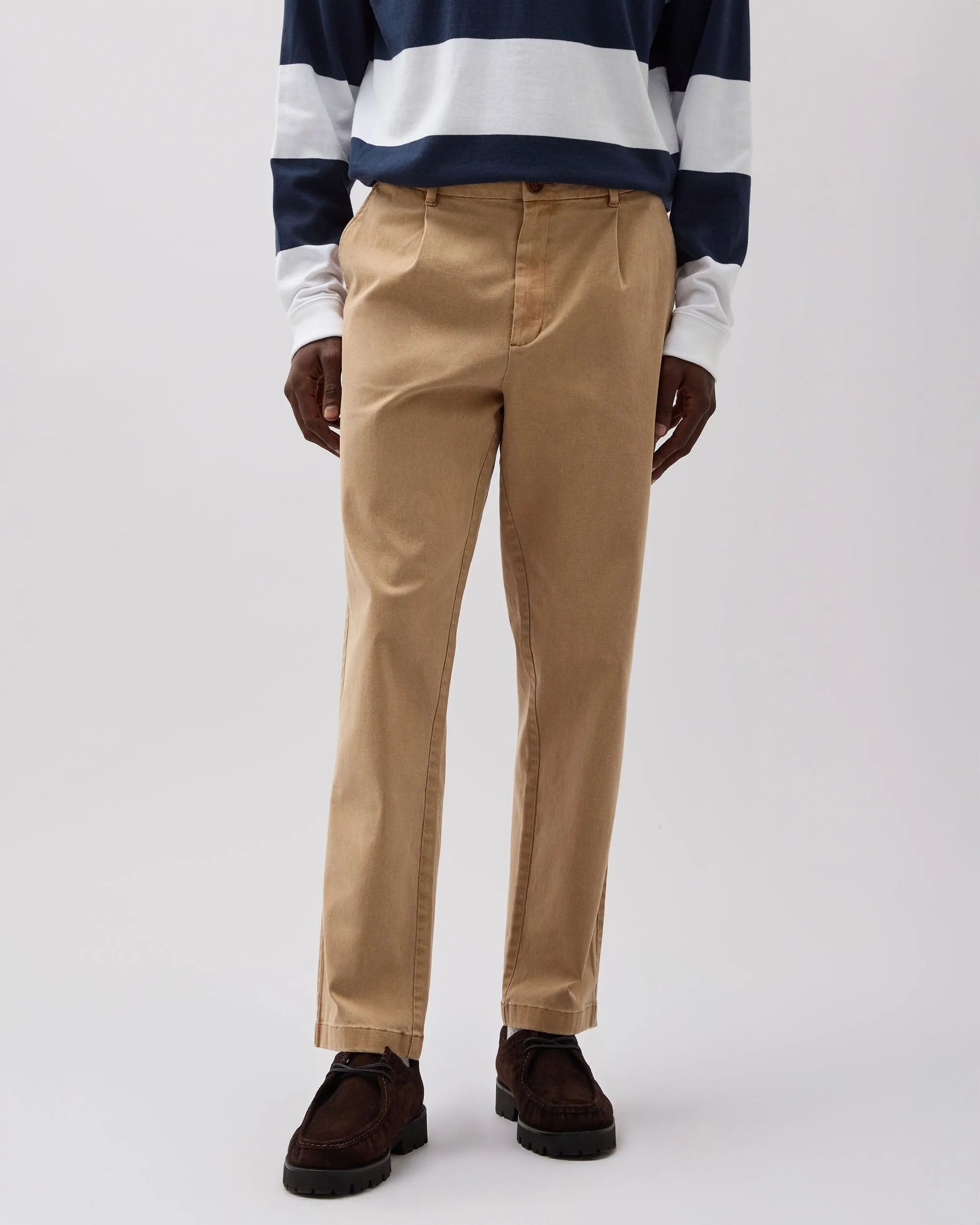 Mens Pleated Lightweight Chino - Stretch Twill - Khaki sold by Andie product image thumbnail 2