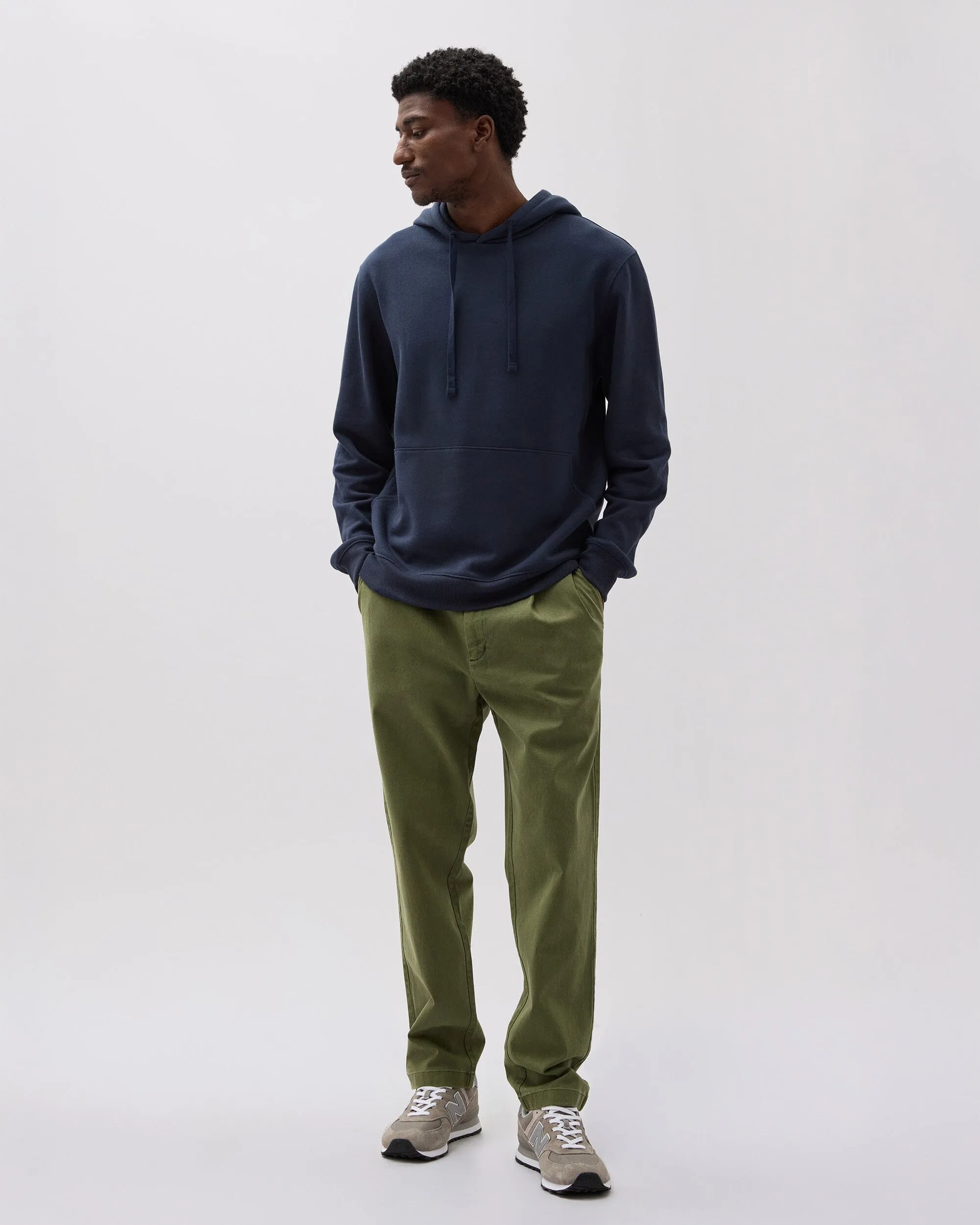 Mens Pleated Lightweight Chino - Stretch Twill - Cypress sold by Andie