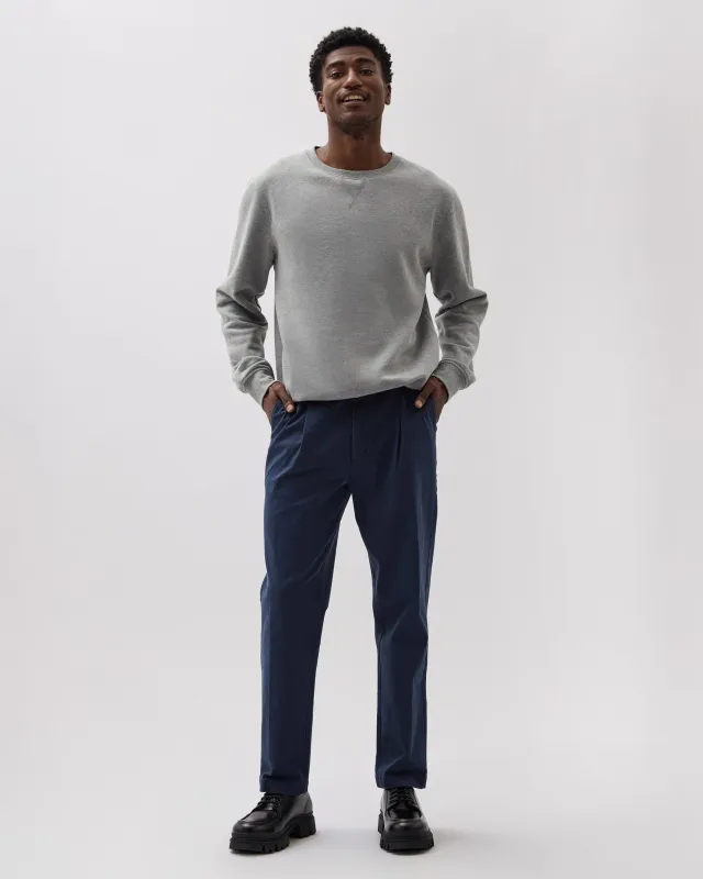 Mens Pleated Lightweight Chino - Stretch Twill - Blue Nights sold by Andie