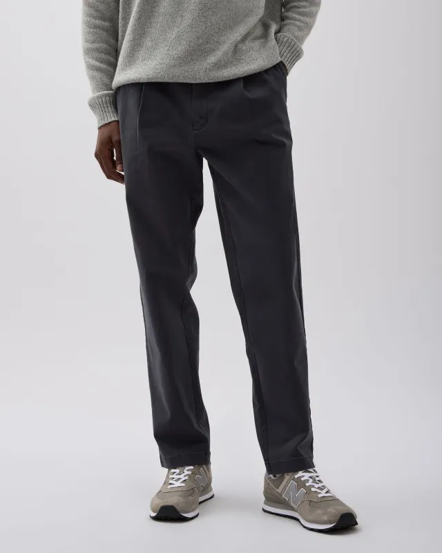Mens Pleated Lightweight Chino - Stretch Twill - Black sold by Andie