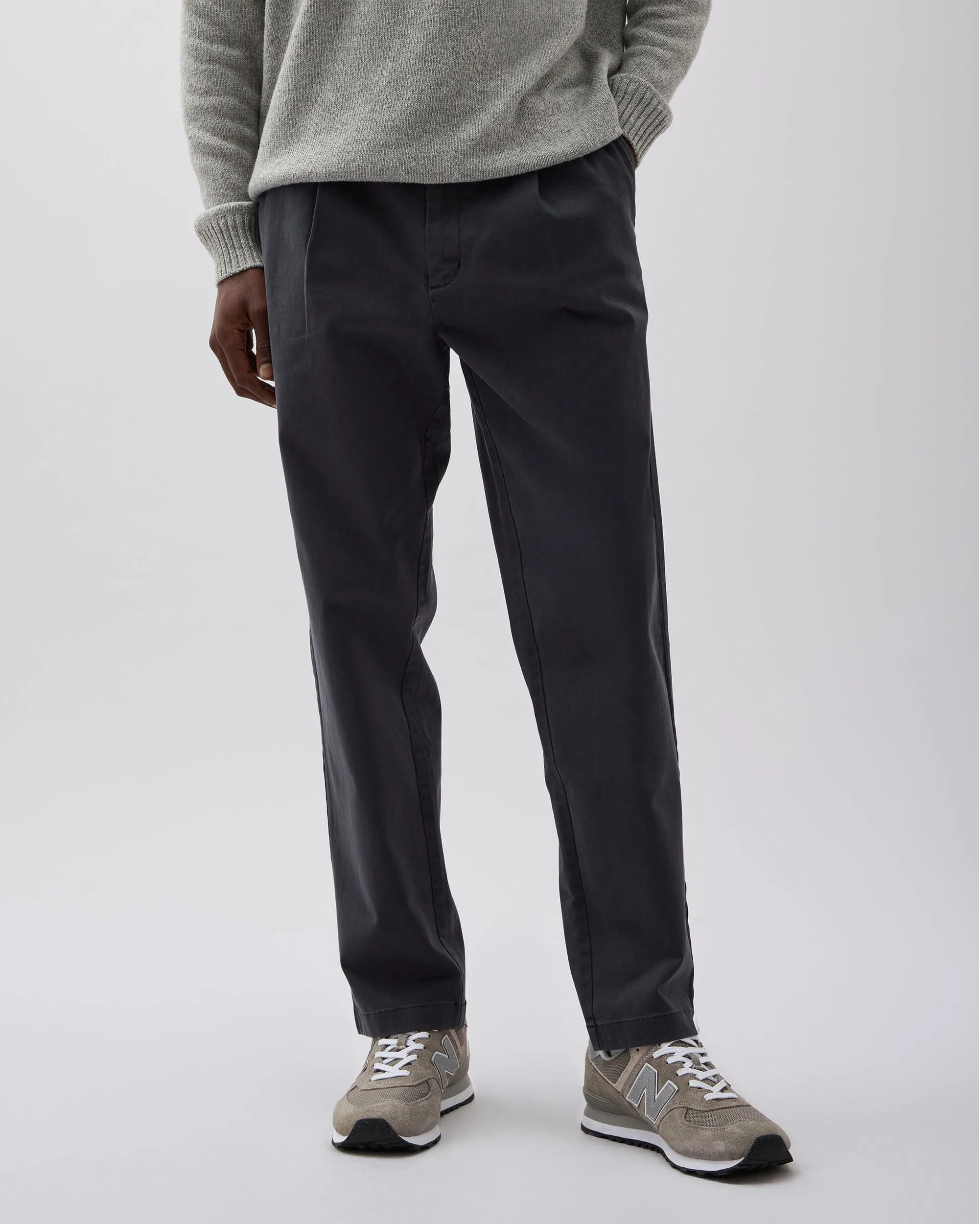 Mens Pleated Lightweight Chino - Stretch Twill - Black sold by Andie