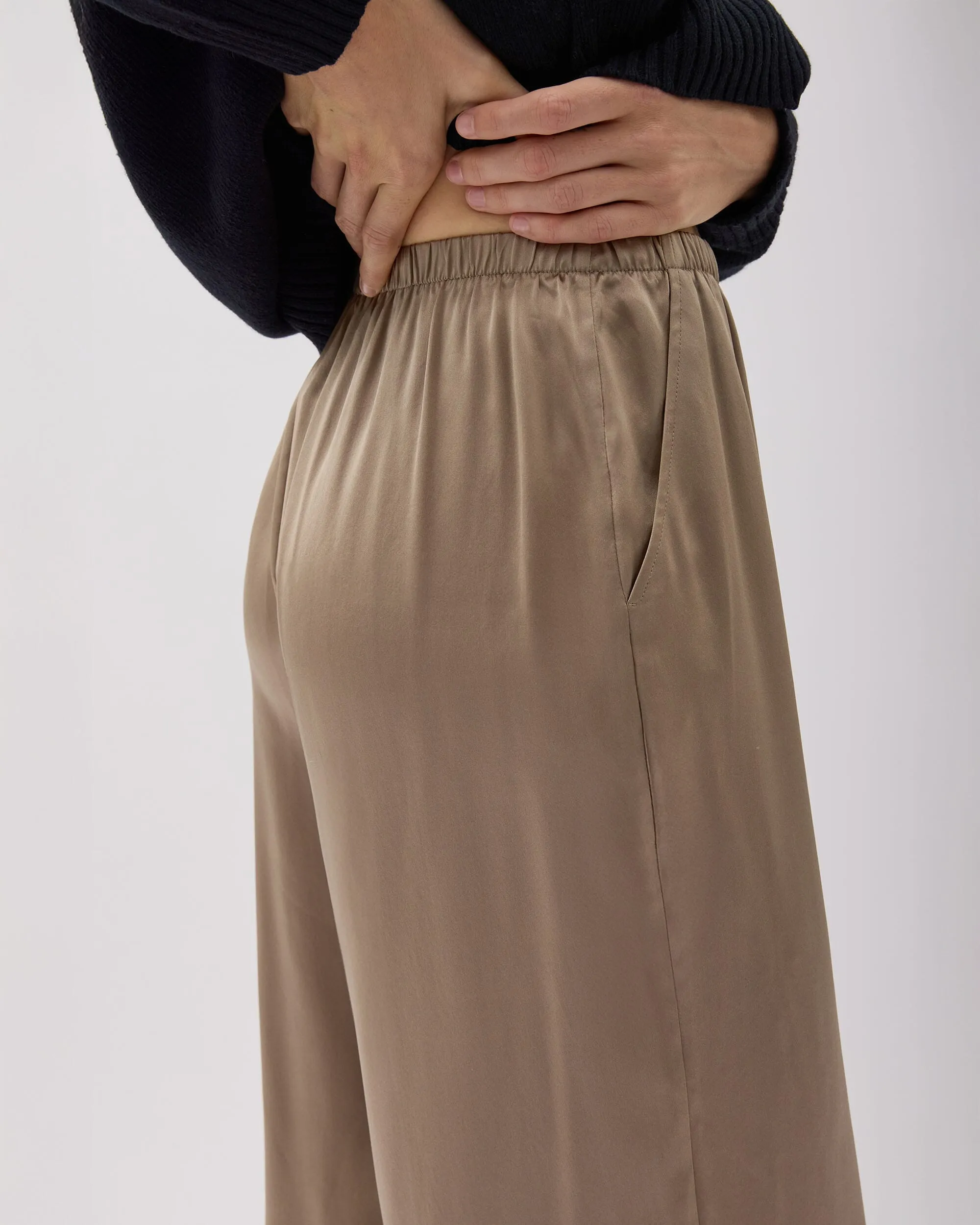 Womens Silk Satin Pant - Silk Satin - Warm Grey sold by Andie product image thumbnail 5