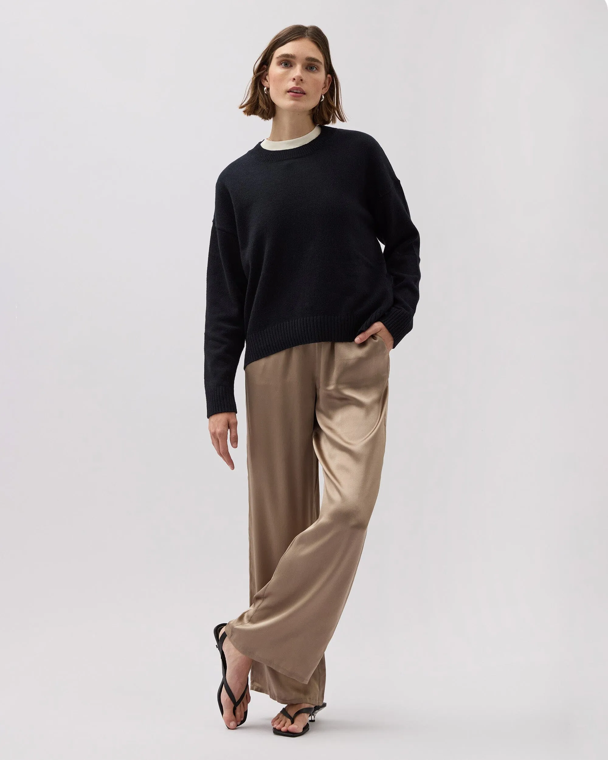 Womens Silk Satin Pant - Silk Satin - Warm Grey sold by Andie product image thumbnail 4