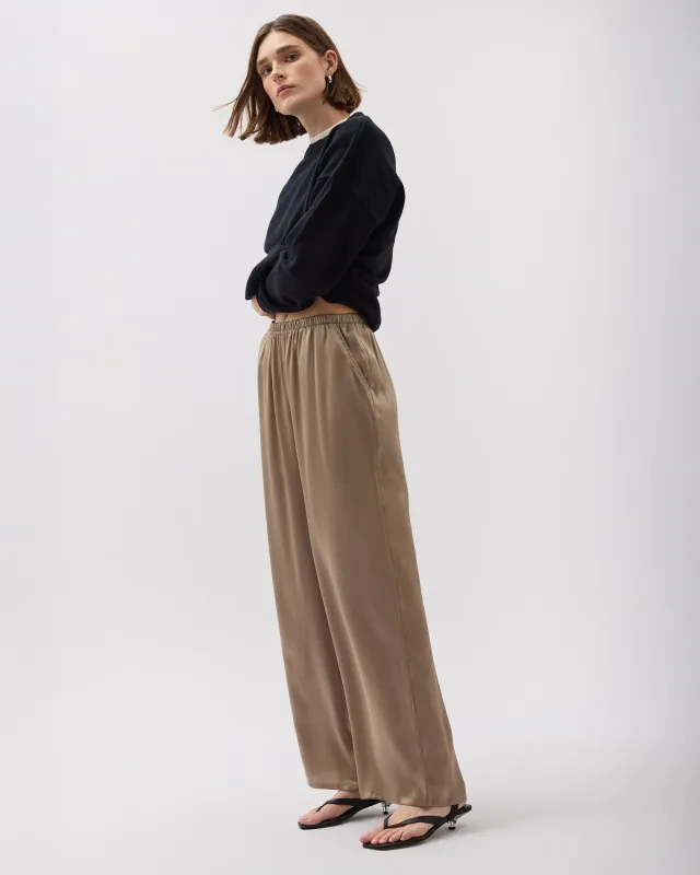 Womens Silk Satin Pant - Silk Satin - Warm Grey sold by Andie