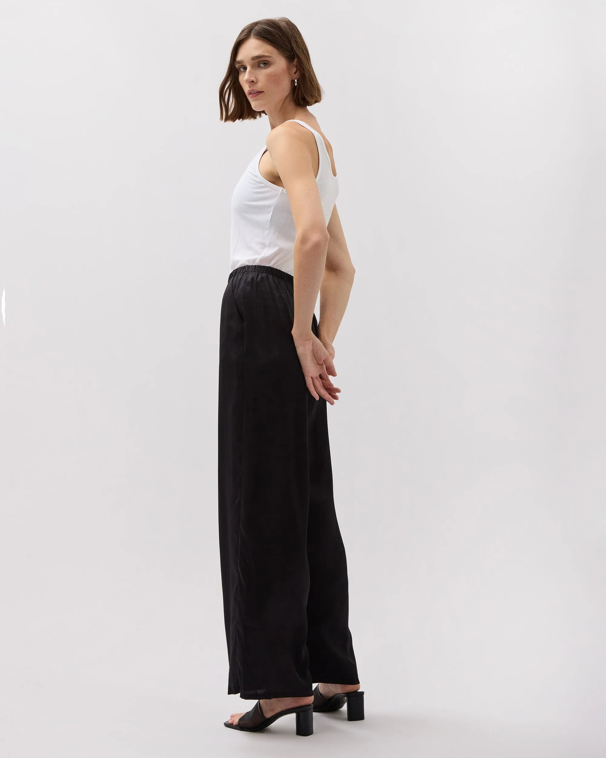 Womens Silk Satin Pant - Silk Satin - Black sold by Andie product image thumbnail 5