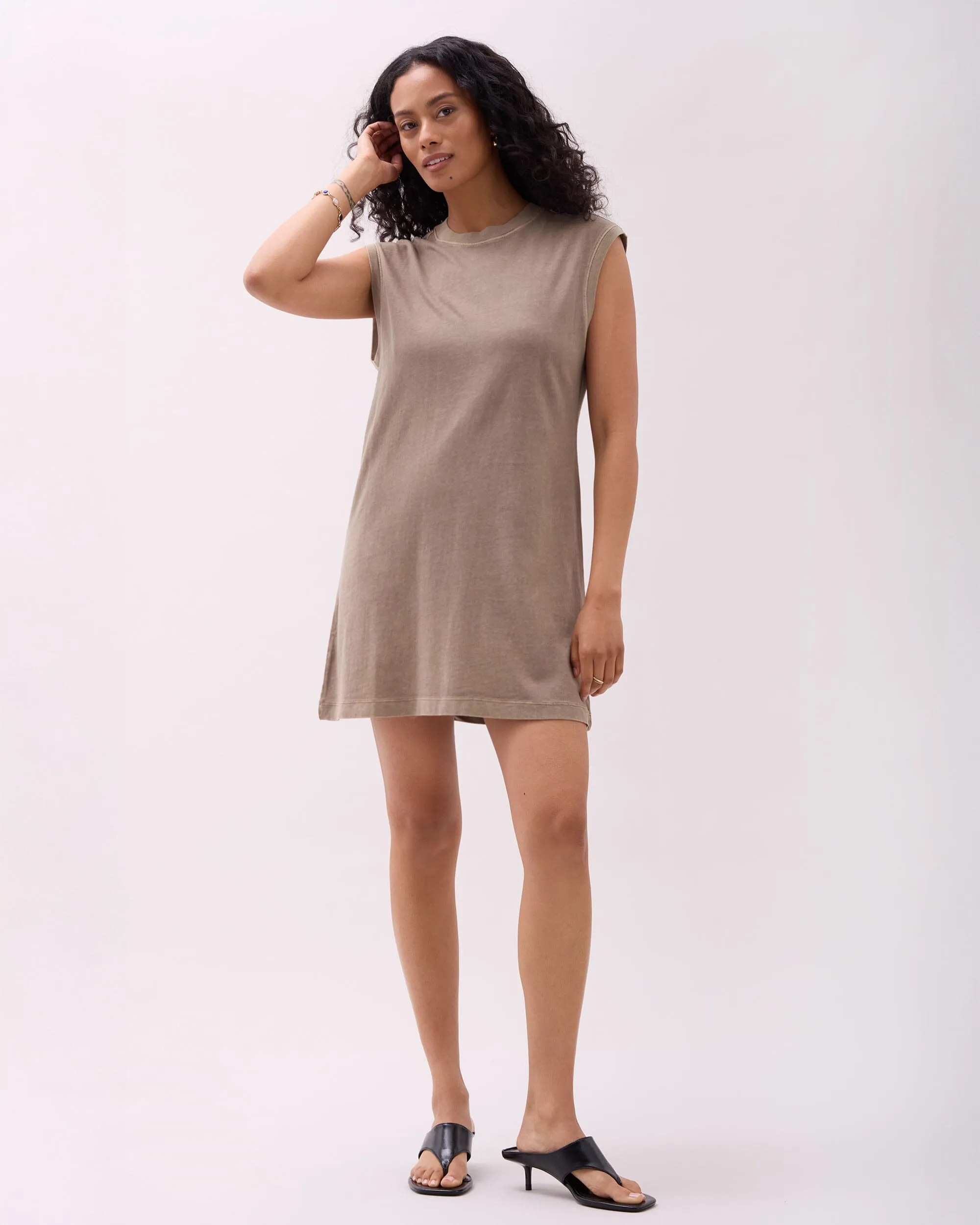 Womens Relaxed Muscle Dress - Pigment Dye Jersey - Warm Grey sold by Andie product image thumbnail 2