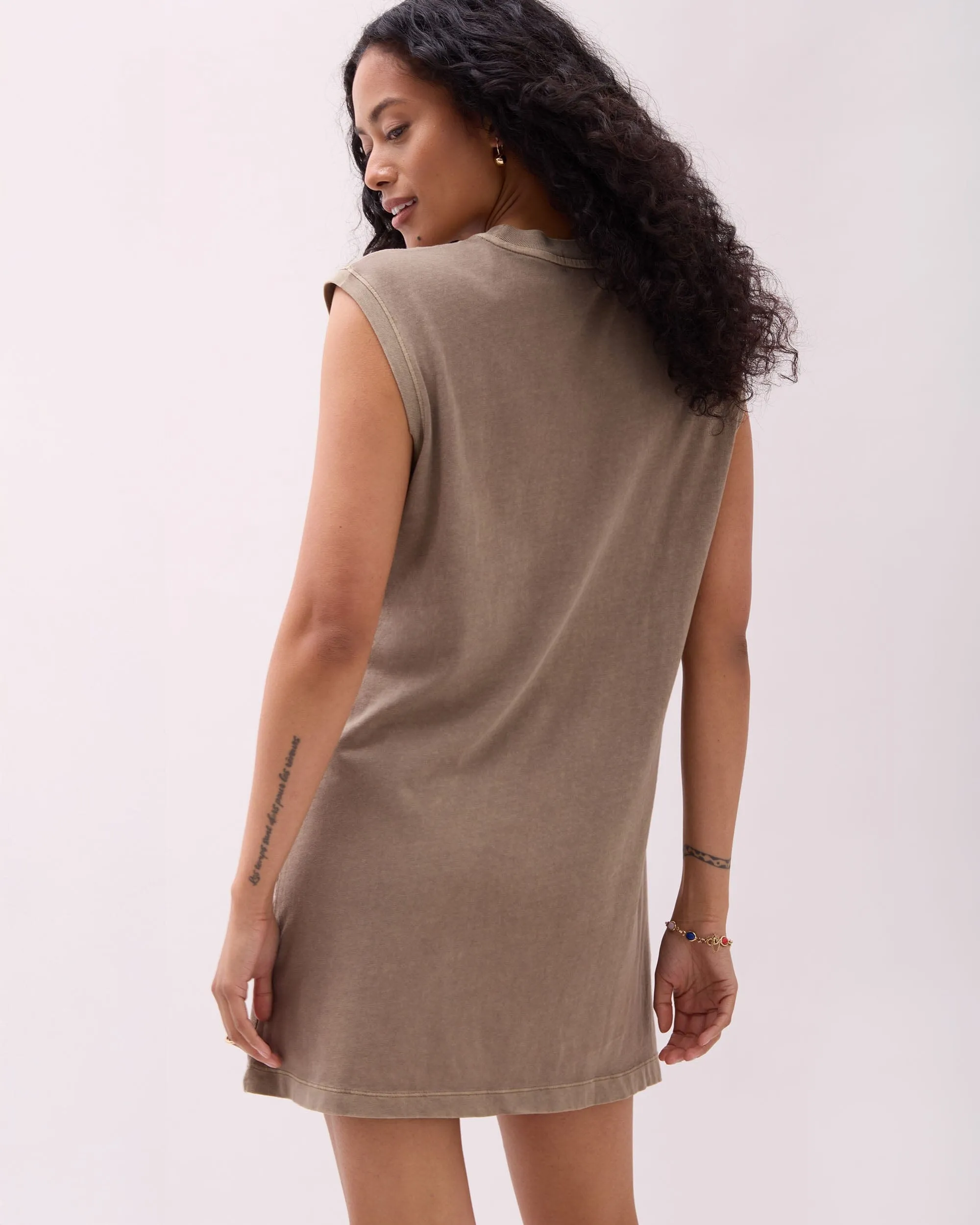 Womens Relaxed Muscle Dress - Pigment Dye Jersey - Warm Grey sold by Andie product image thumbnail 3