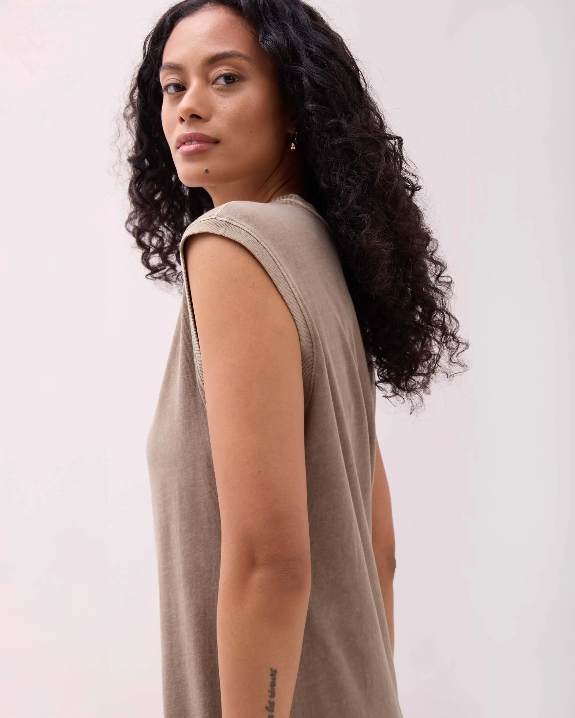 Womens Relaxed Muscle Dress - Pigment Dye Jersey - Warm Grey sold by Andie product image thumbnail 4