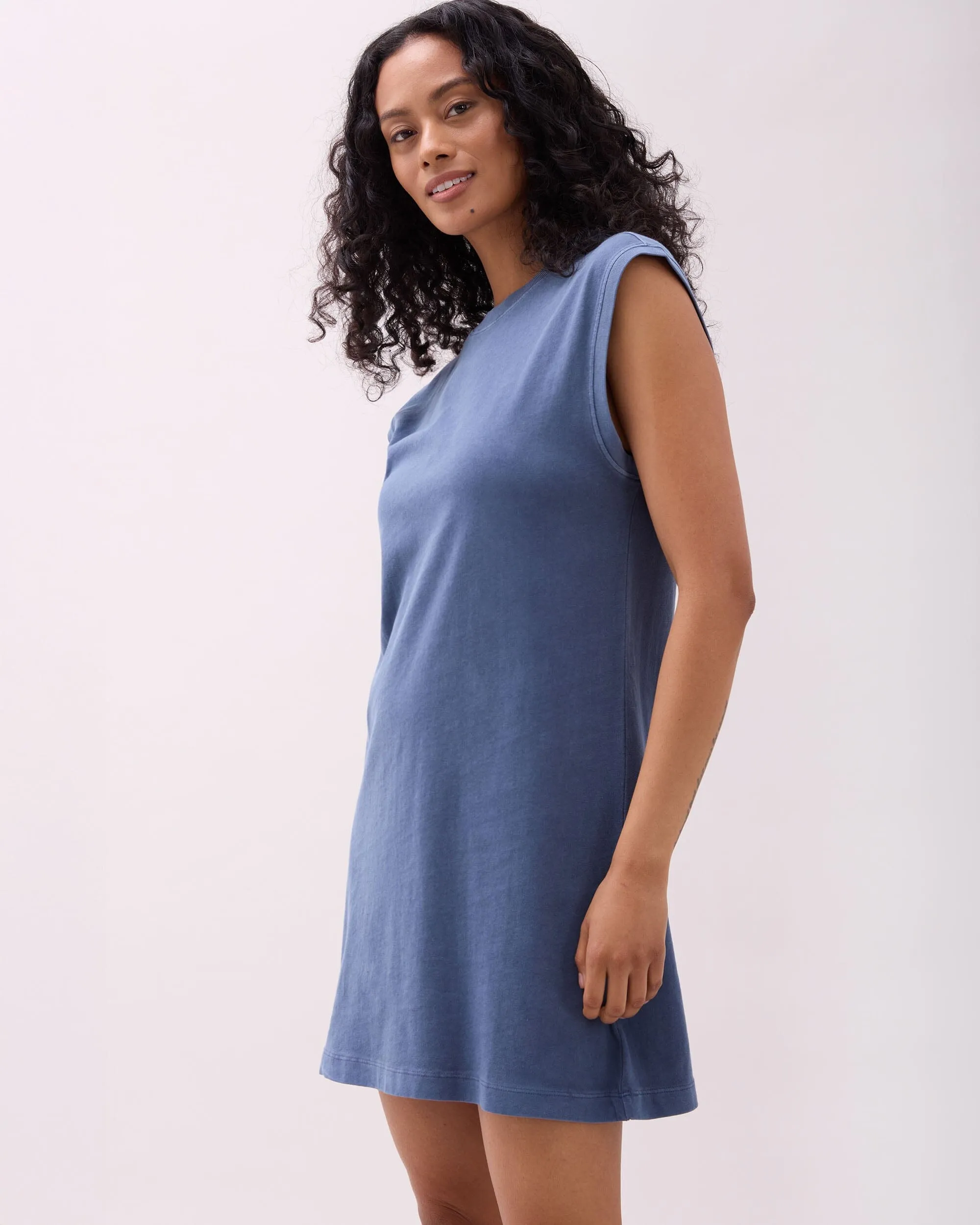 Womens Relaxed Muscle Dress - Pigment Dye Jersey - Vintage Indigo sold by Andie