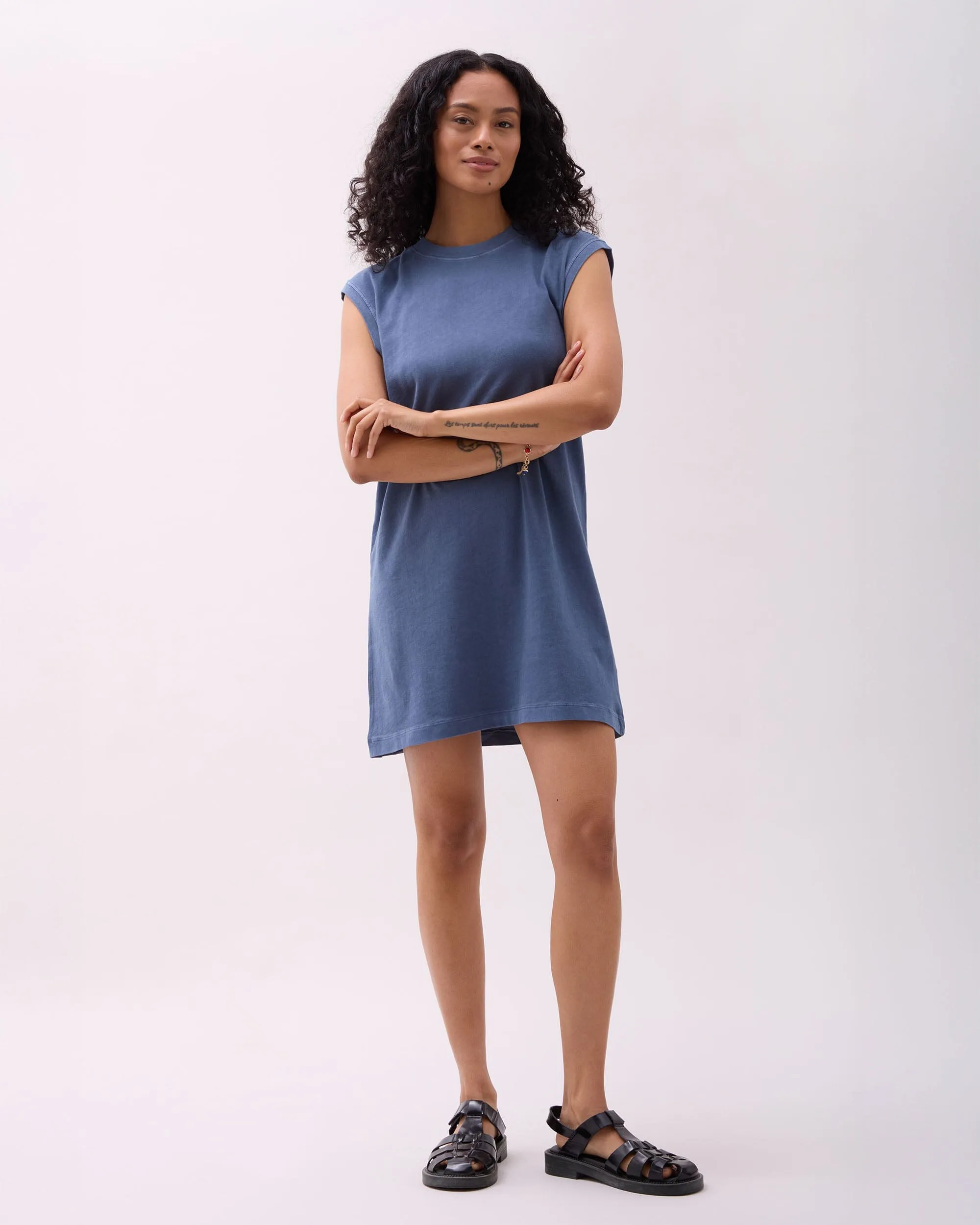 Womens Relaxed Muscle Dress - Pigment Dye Jersey - Vintage Indigo sold by Andie product image thumbnail 2