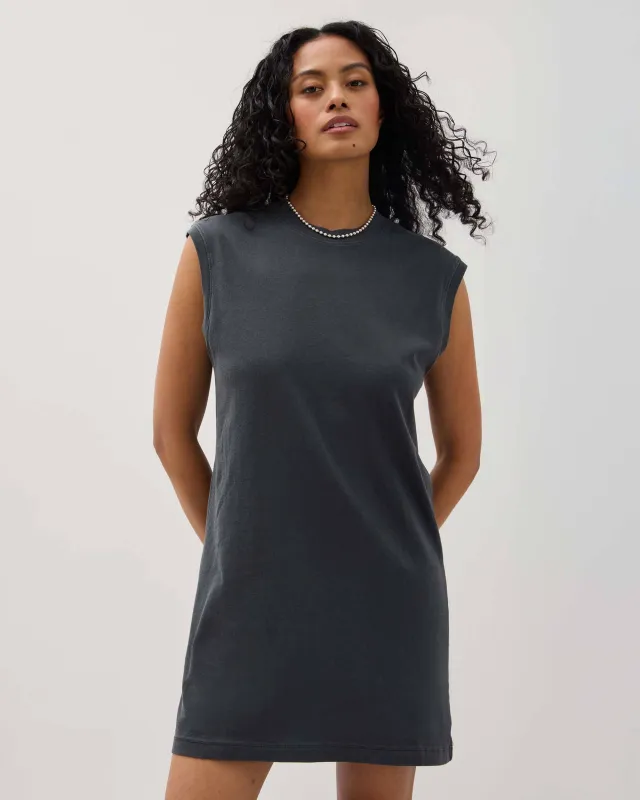 Womens Relaxed Muscle Dress - Pigment Dye Jersey - Stretch Limo sold by Andie
