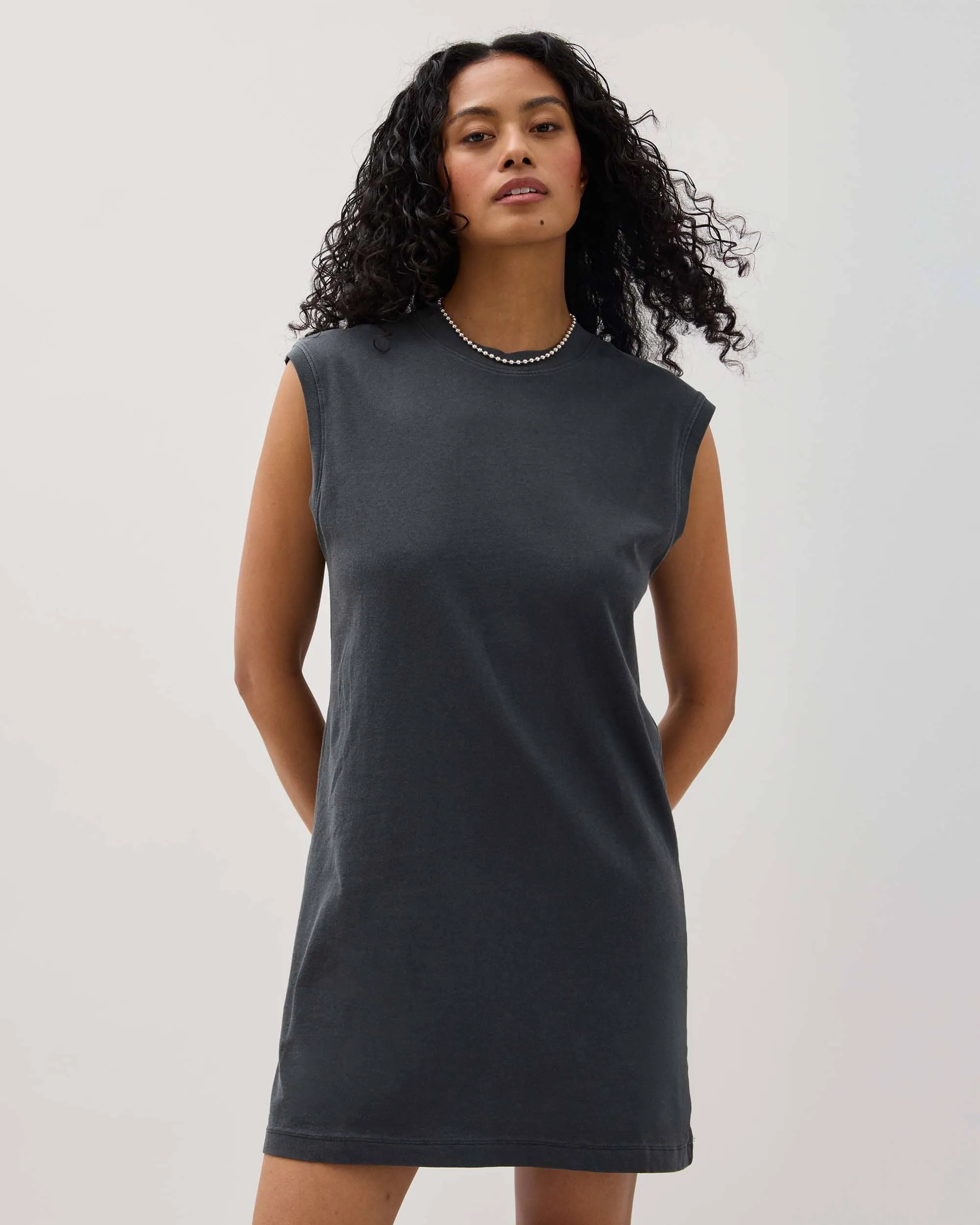 Womens Relaxed Muscle Dress - Pigment Dye Jersey - Stretch Limo sold by Andie