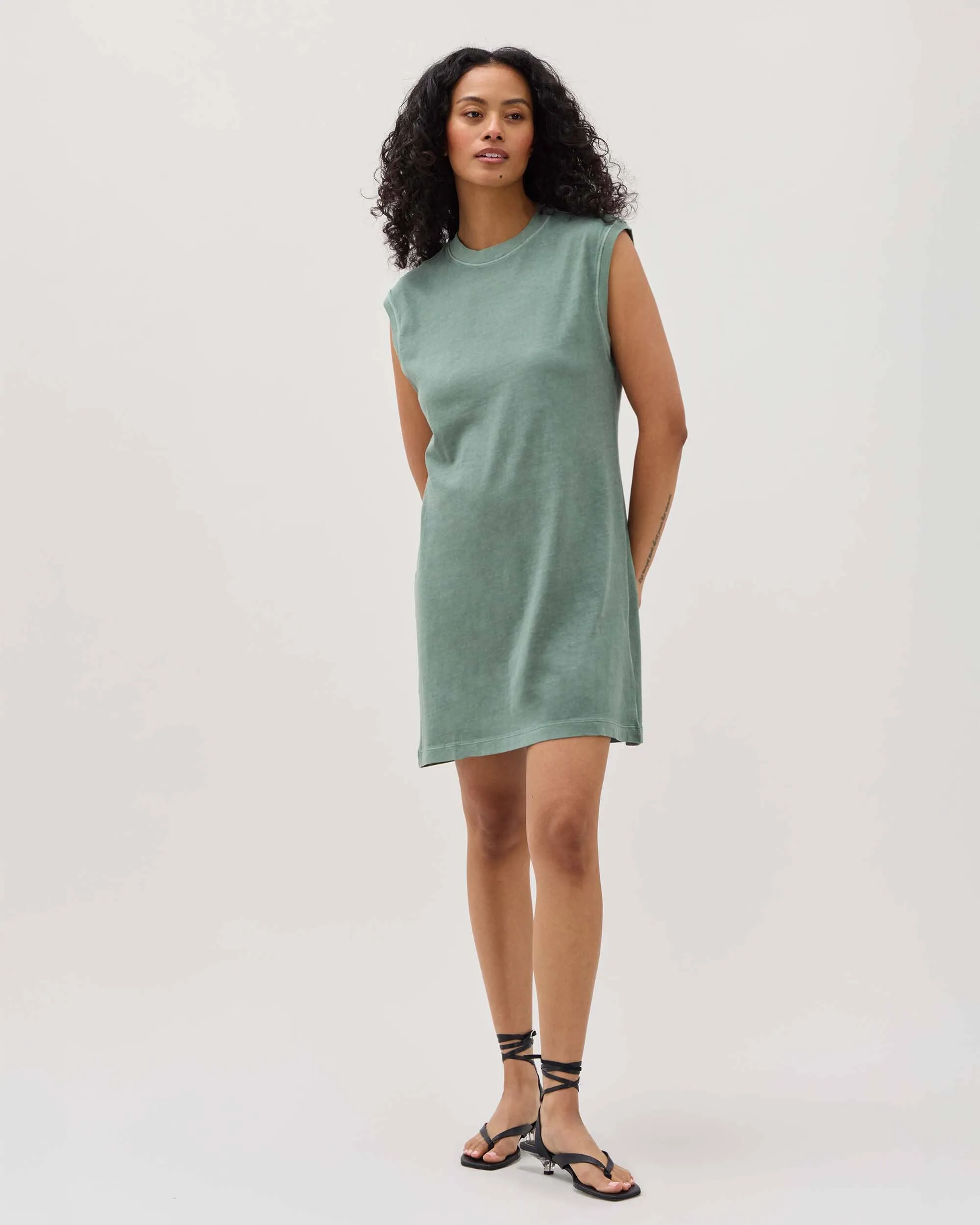 Womens Relaxed Muscle Dress - Pigment Dye Jersey - Sage Leaf sold by Andie product image thumbnail 3