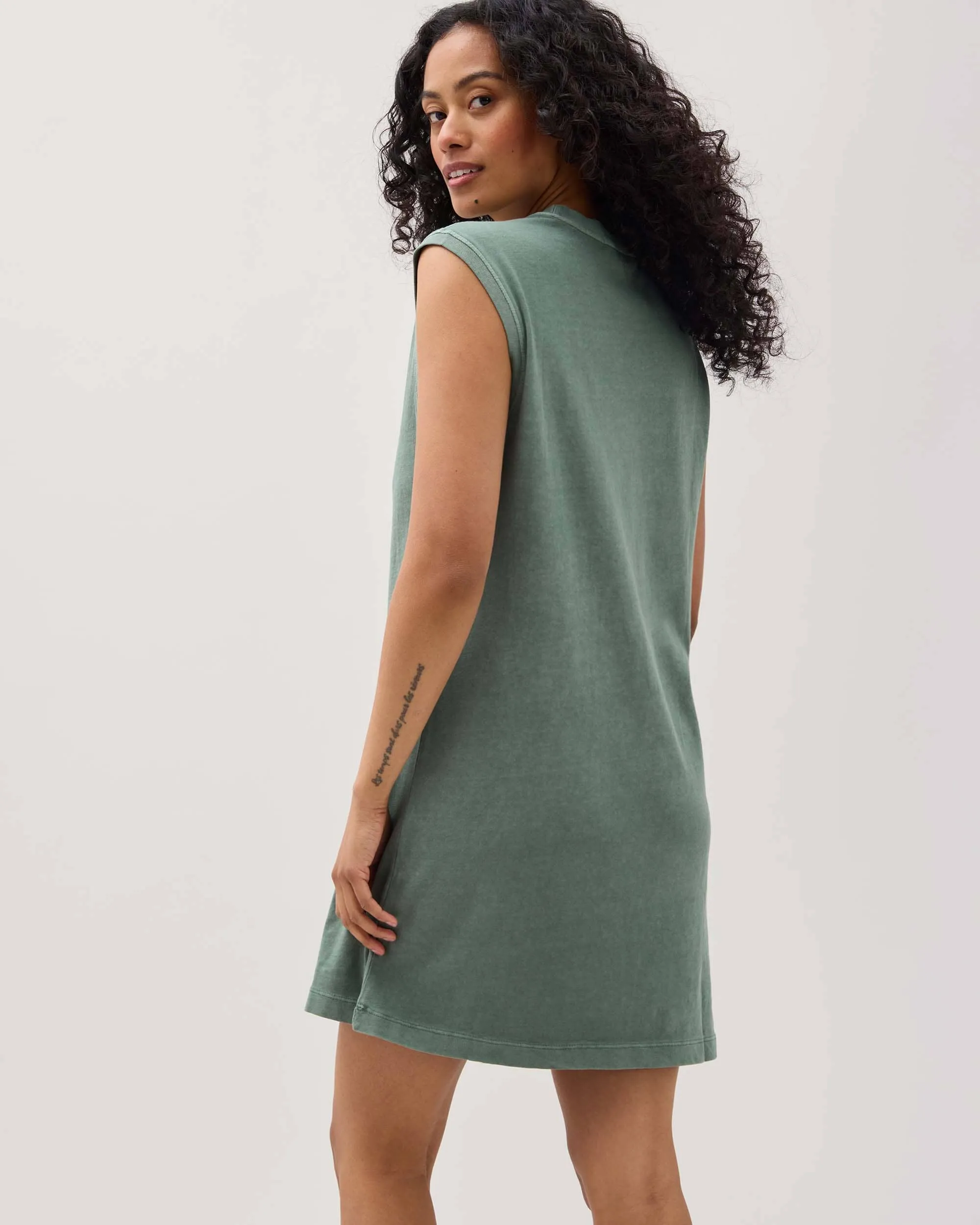 Womens Relaxed Muscle Dress - Pigment Dye Jersey - Sage Leaf sold by Andie product image thumbnail 4