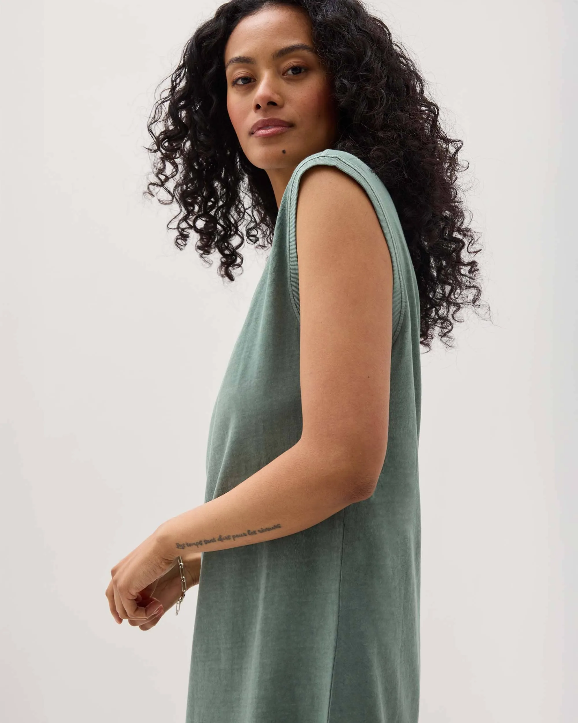 Womens Relaxed Muscle Dress - Pigment Dye Jersey - Sage Leaf sold by Andie product image thumbnail 2