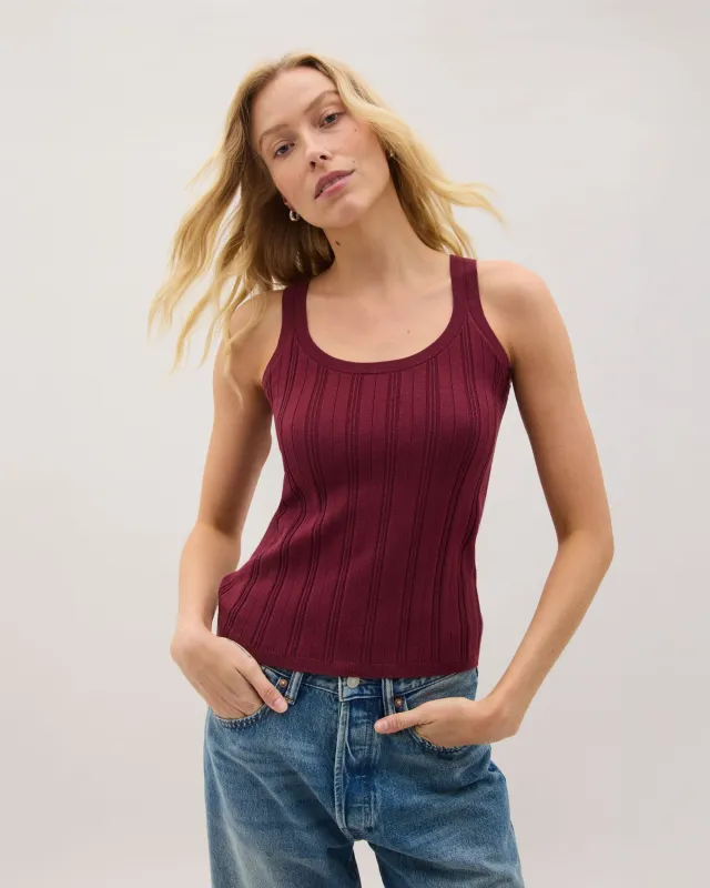 Womens Monica Tank - Cotton Sweater Knit - Burgundy sold by Andie